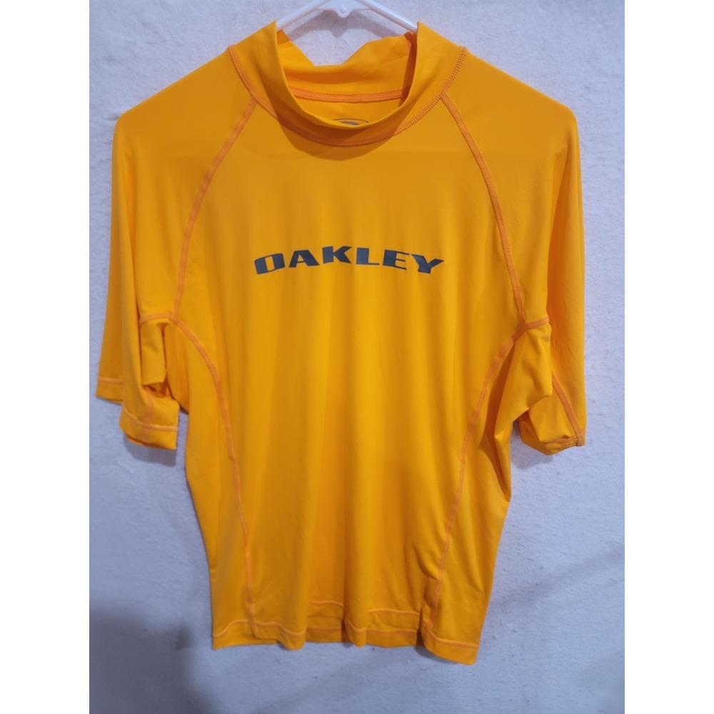 Oakley Mens XXL Rash Guard Short Sleeve Orange Hydrolix UV Swim Shirt 2XL